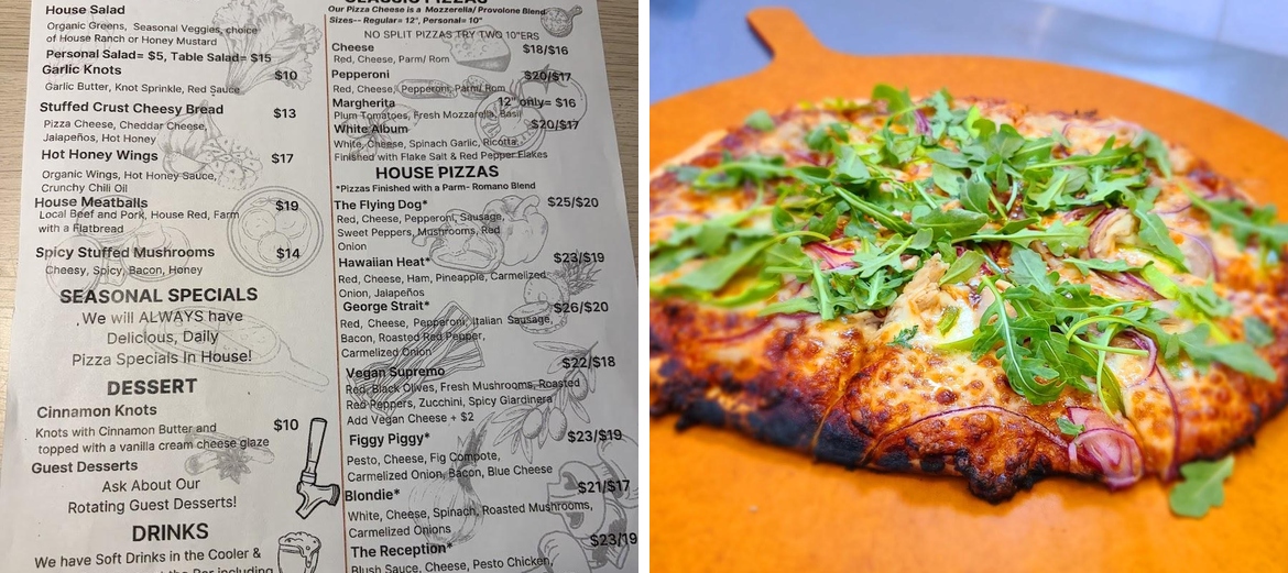 Flying Dog (wood-fired) Pizza Menu
